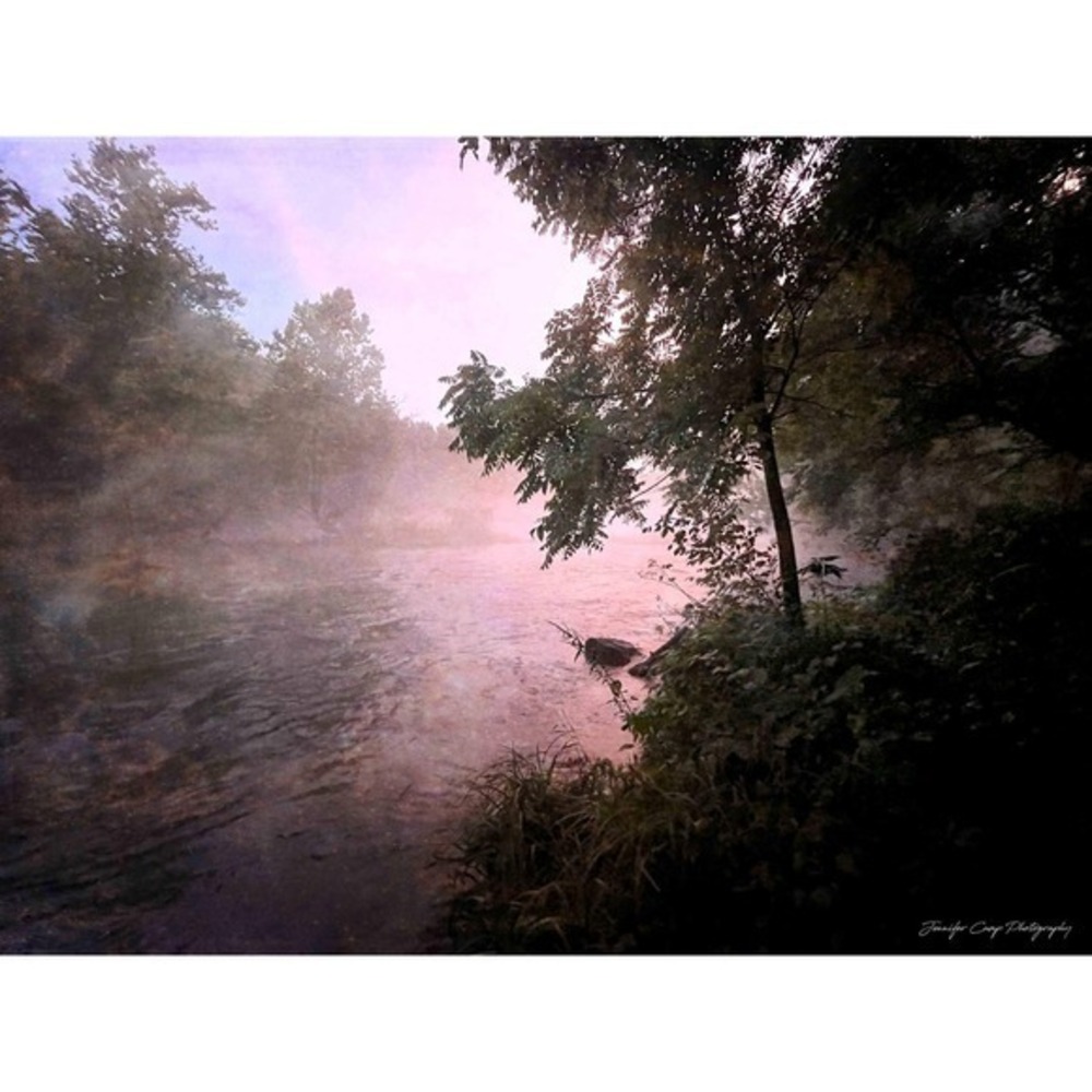 Moody Misty River Landscape Fine Art Framed Print Pink Mist Size 11x14